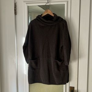Soft Surroundings Brown Cowl Neck Knit Tunic Sweater